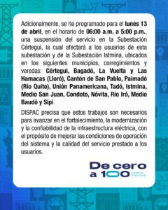 ATENCIÓN: Toda la zona del San Juan estará sin energía eléctrica este lunes 13 de abril por trabajos necesario que adelantada Dispac
